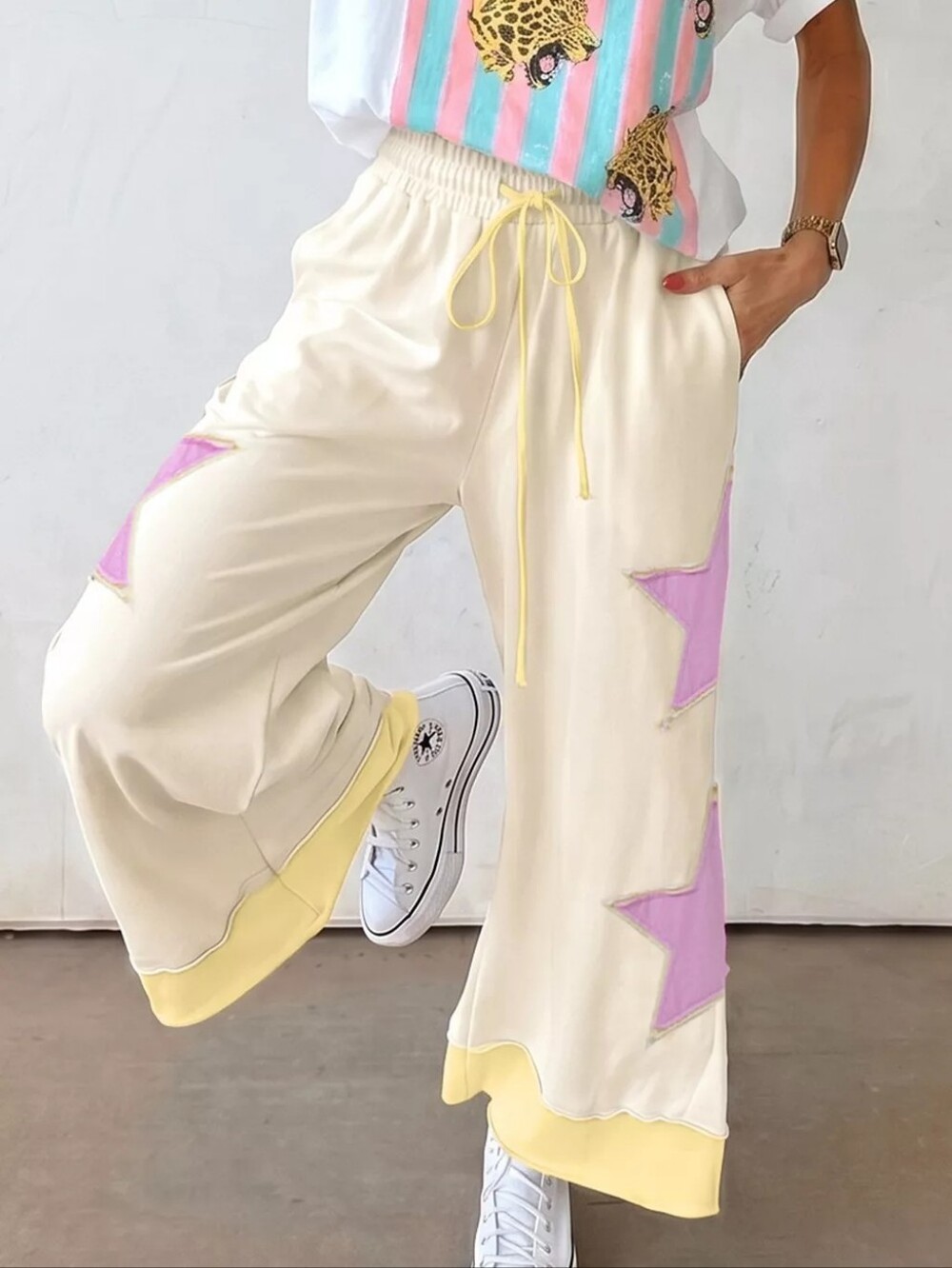 Star Patch Wide Leg Pants